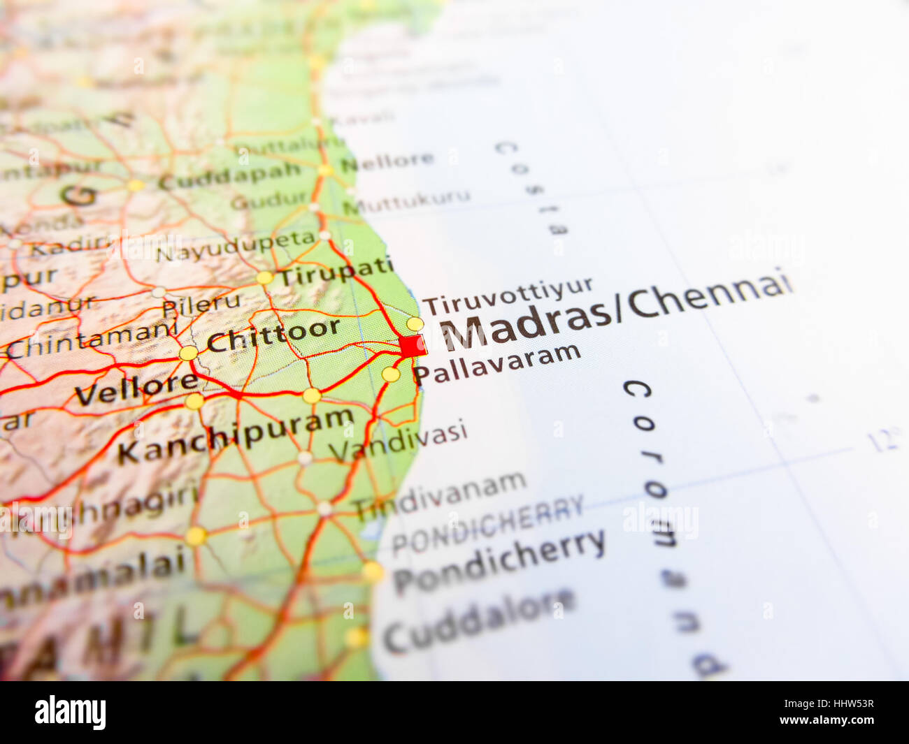 Chennai To Nellore Road Map Madras Chennai City Over A Road Map (India Stock Photo - Alamy