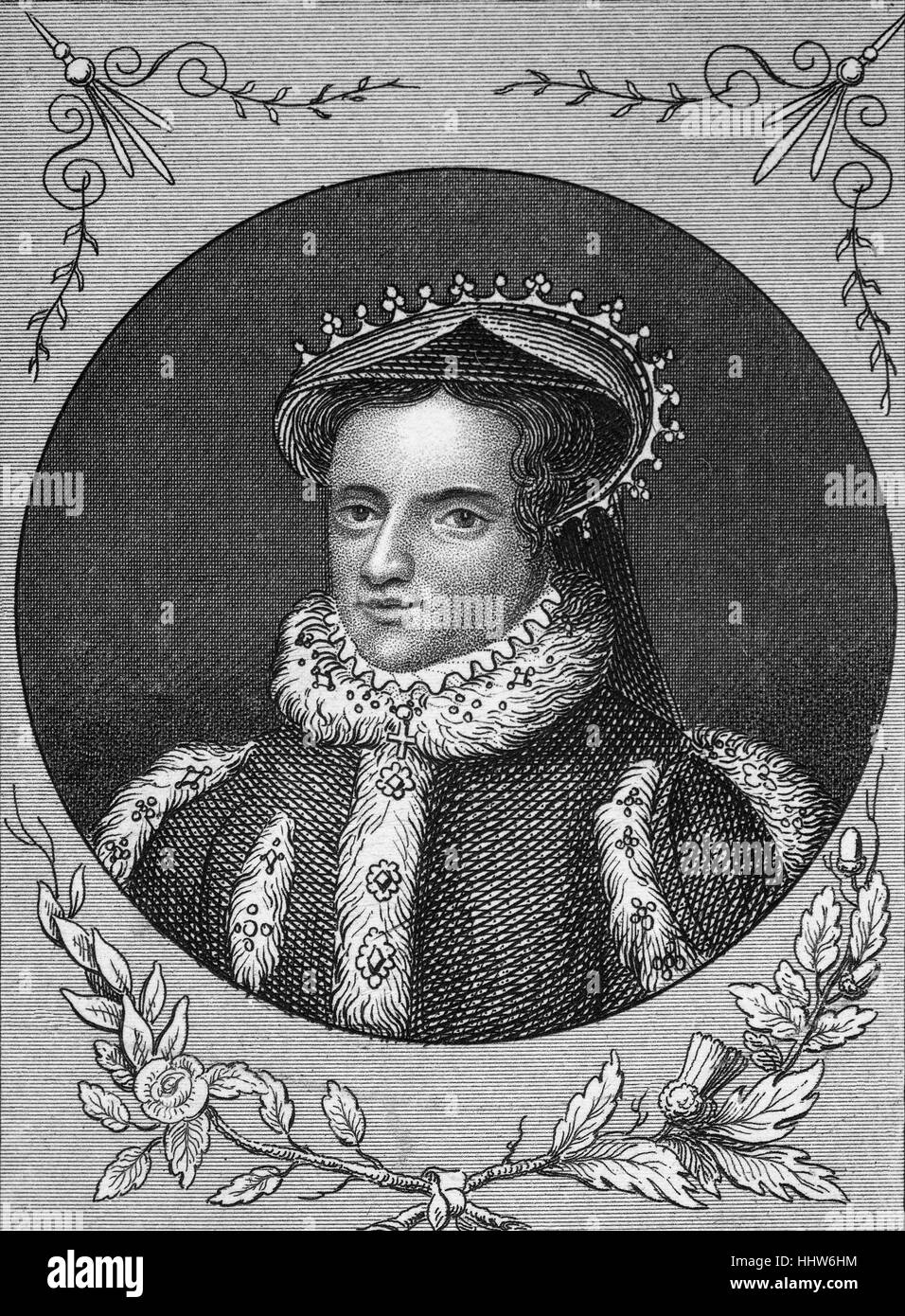 Mary I (1516 – 1558) was the Queen of England and Ireland from July 1553 until her death. Her executions of Protestants led to the posthumous sobriquet 'Bloody Mary'. Stock Photo