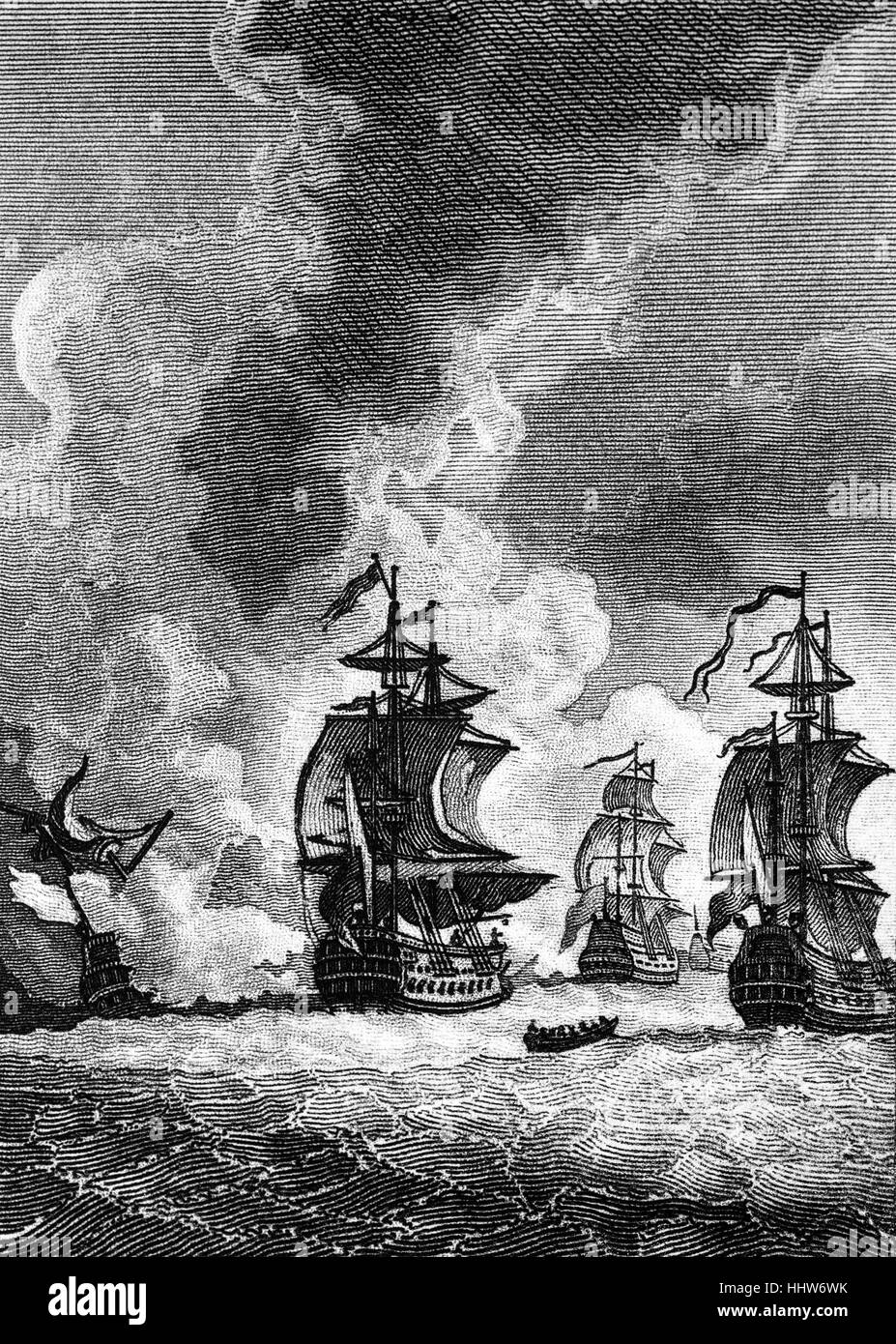 The Battle of Porto Bello, or the Battle of Portobello, was a 1739 battle between a British naval force led by Vice Admiral Edward Vernon captured the settlement of Portobello in Panama, and its Spanish defenders. It took place during the War of the Austrian Succession, in the early stages of the war sometimes known as the War of Jenkins' Ear. It resulted in a popularly acclaimed British victory. Stock Photo