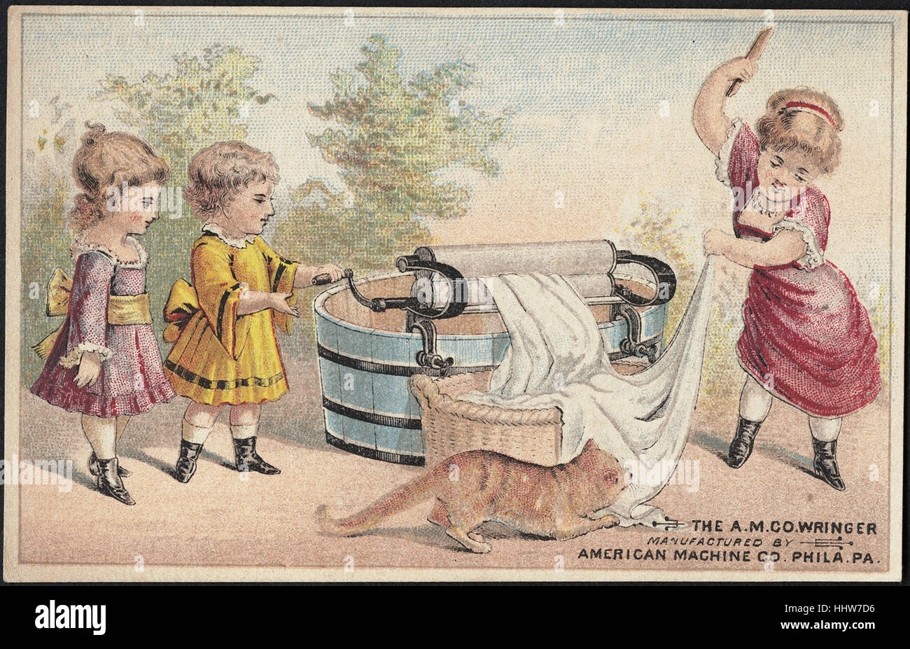 The A. M. Co. Wringer. [front]  - Laundry Trade Cards Stock Photo