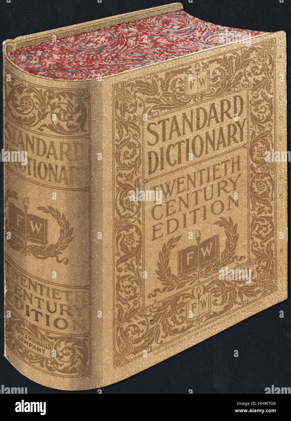 Standard Dictionary, twentieth century edition. [front]  - Leisure, Reading, and Travel Trade Cards Stock Photo