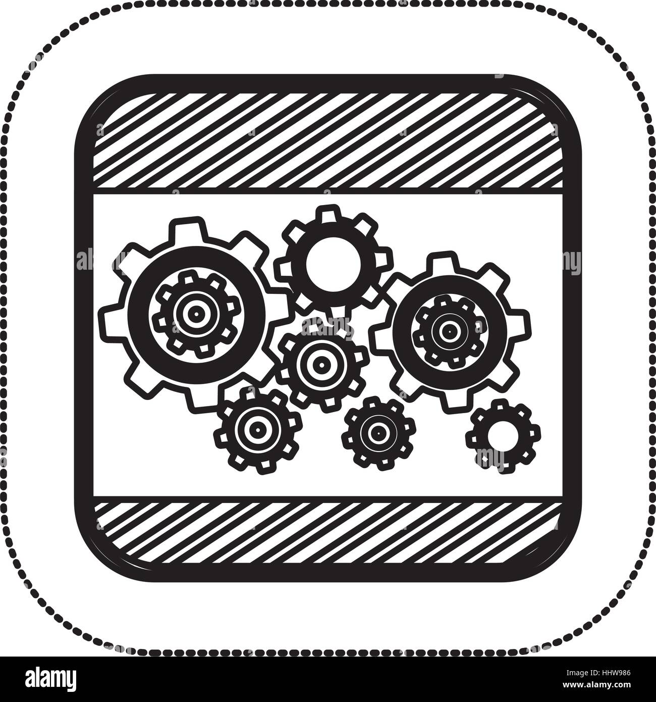 sticker monochrome square with gear wheel vector illustration Stock ...