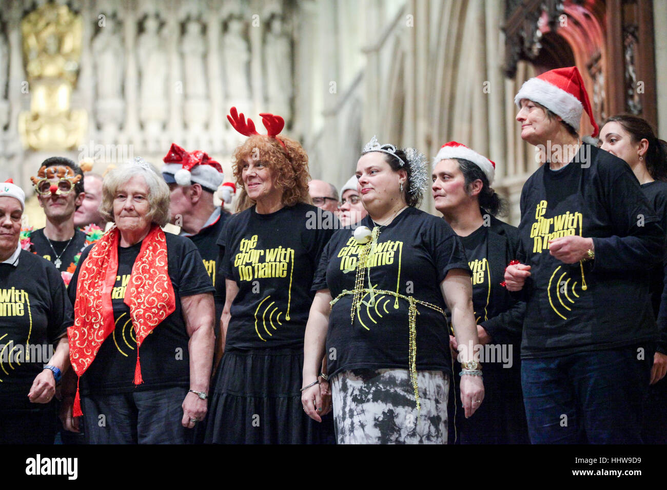 The Choir with No Name at the Christmas Carol Service at Southwark Cathedral, London, attended by Mayor of London Sadiq Khan.  Featuring: The Choir with No Name Where: London, United Kingdom When: 19 Dec 2016 Credit: Dinendra Haria/WENN.com Stock Photo