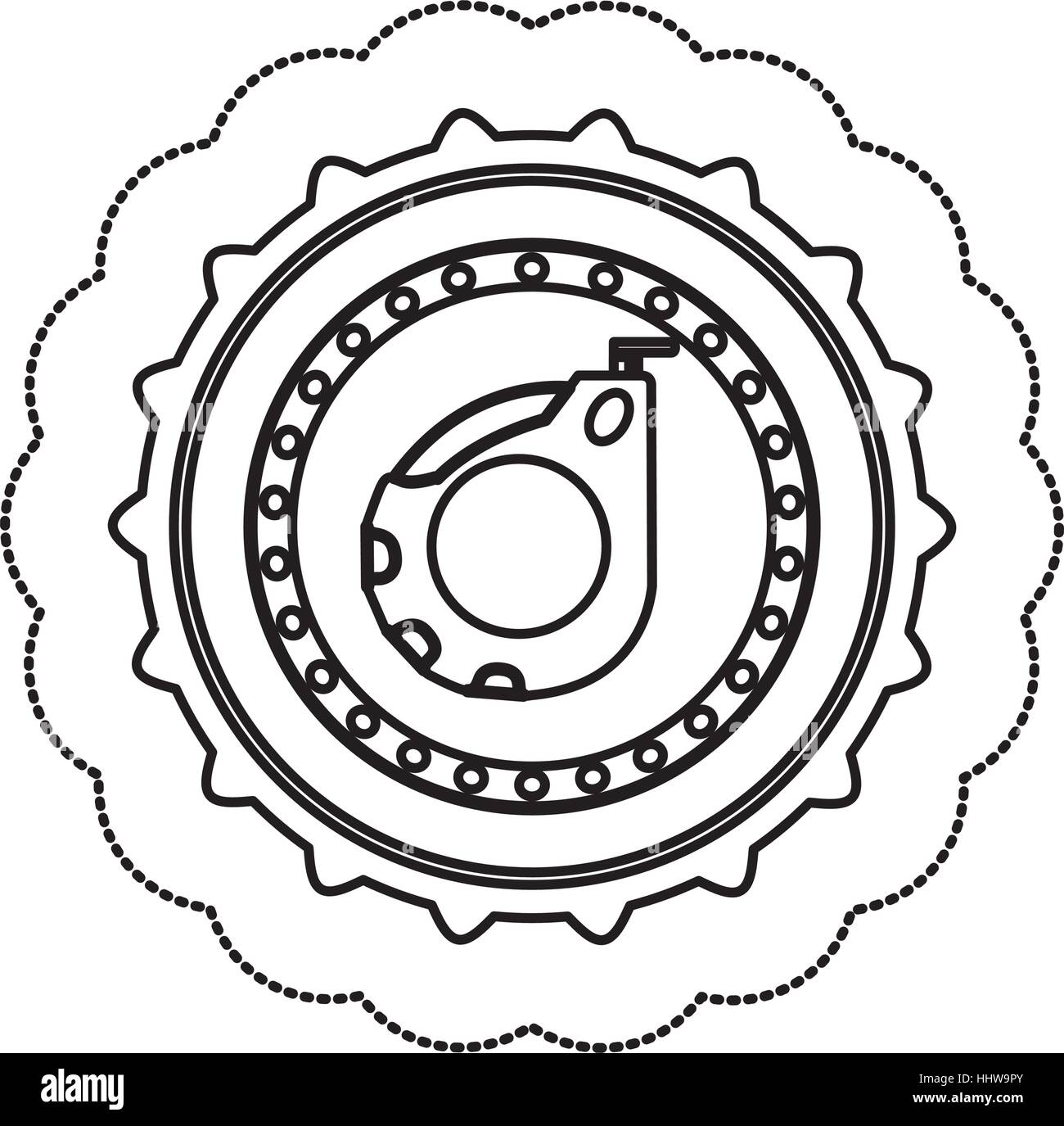 monochrome silhouette sticker with circular frame with tape measure ...