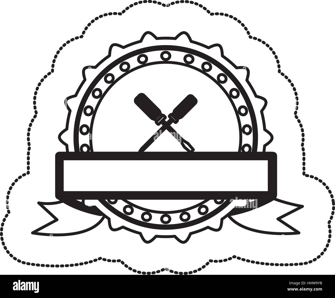 monochrome silhouette sticker with circular frame with crossed ...