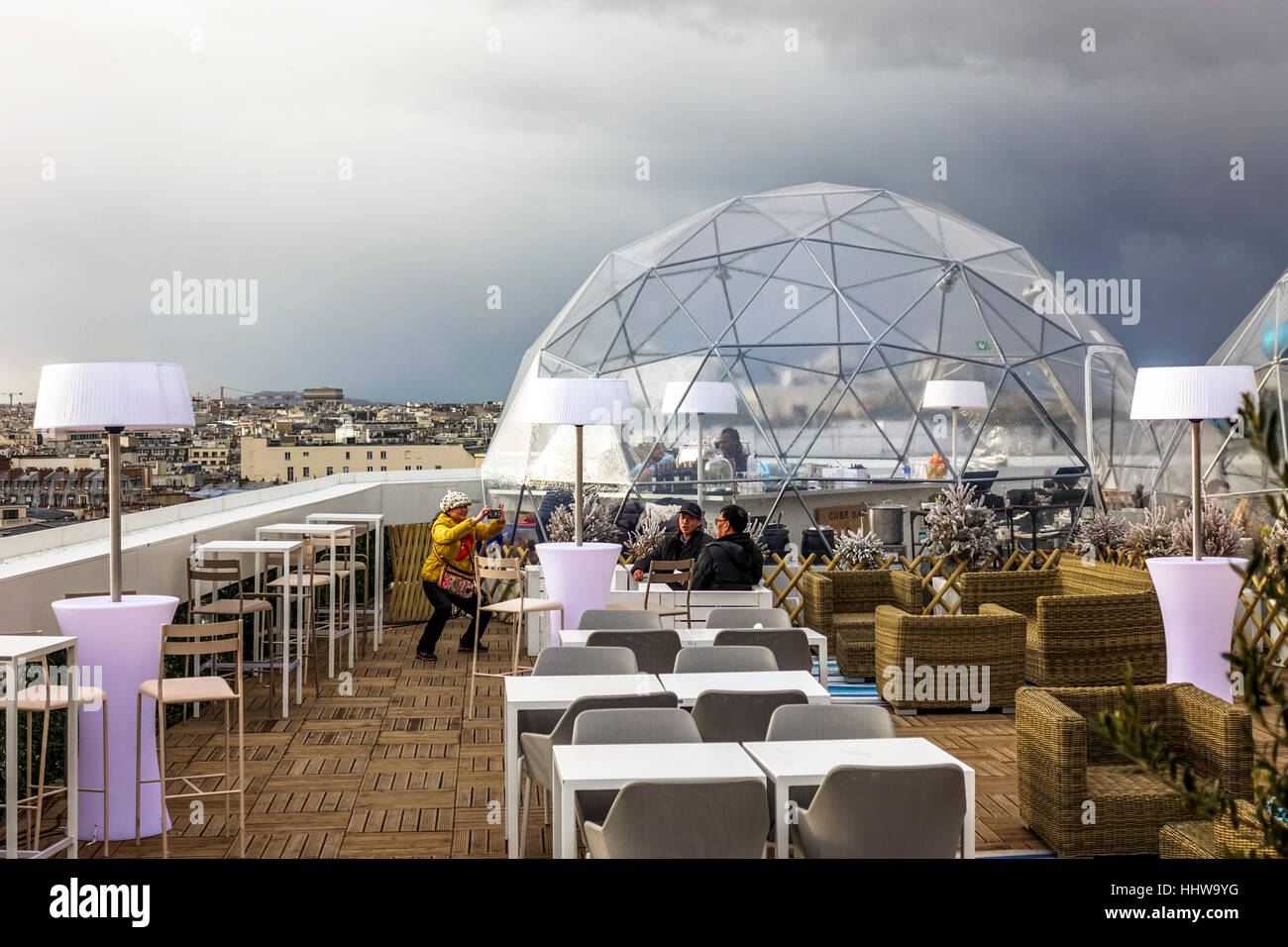 The Rooftop at the Galeries Lafayette Department Store with the Ice Cube  bar Paris France Stock Photo - Alamy