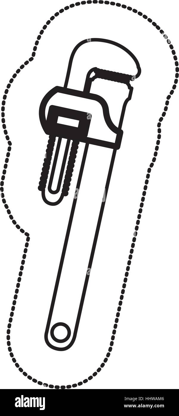 sticker monochrome with pipe wrench vector illustration Stock Vector