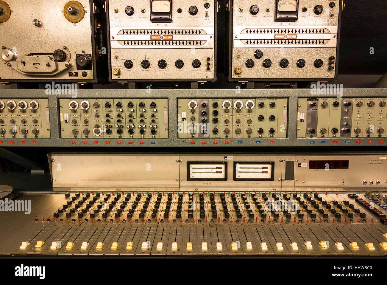 Old style music recording studio, Interior musée de la cite, museum, Cite de la musique, Paris