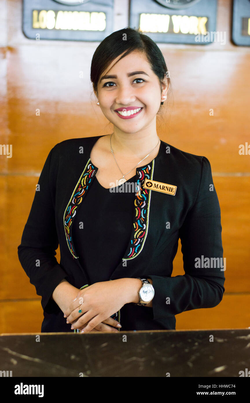 Receptionist, Apo View Hotel, Davao, Davao Del Sur, Philippines Stock