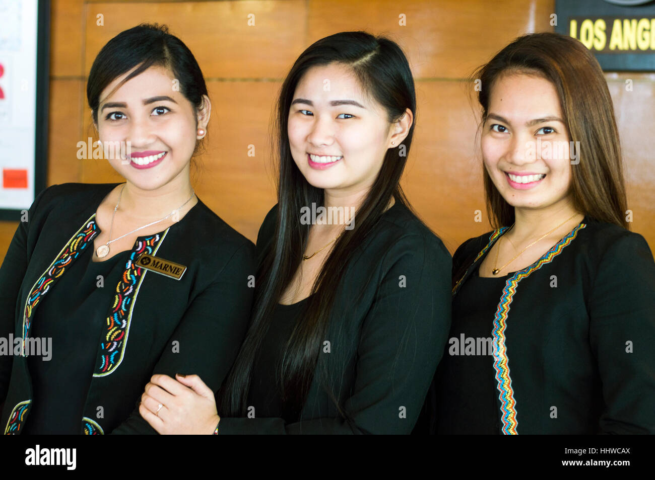 Receptionists, Apo View Hotel, Davao, Davao Del Sur, Philippines Stock