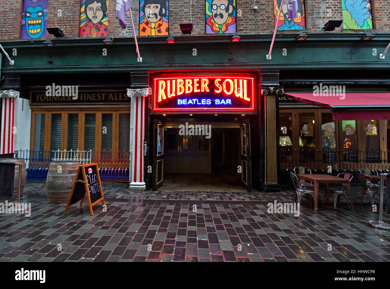 The Rubber Soul, a Beatles themed bar in Mathew St Liverpool UK Stock Photo Alamy
