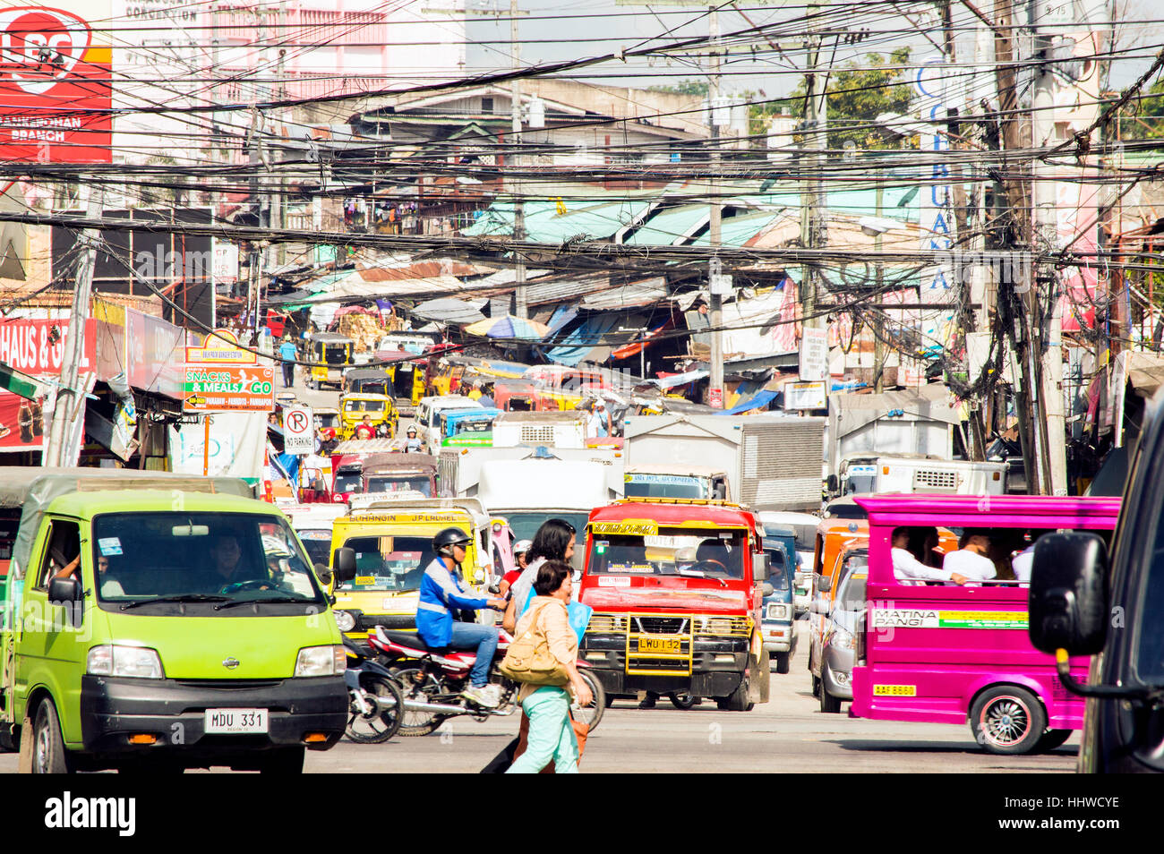 traffic on A. Pichon Street, Davao, Davao Del Sur, Philippines Stock