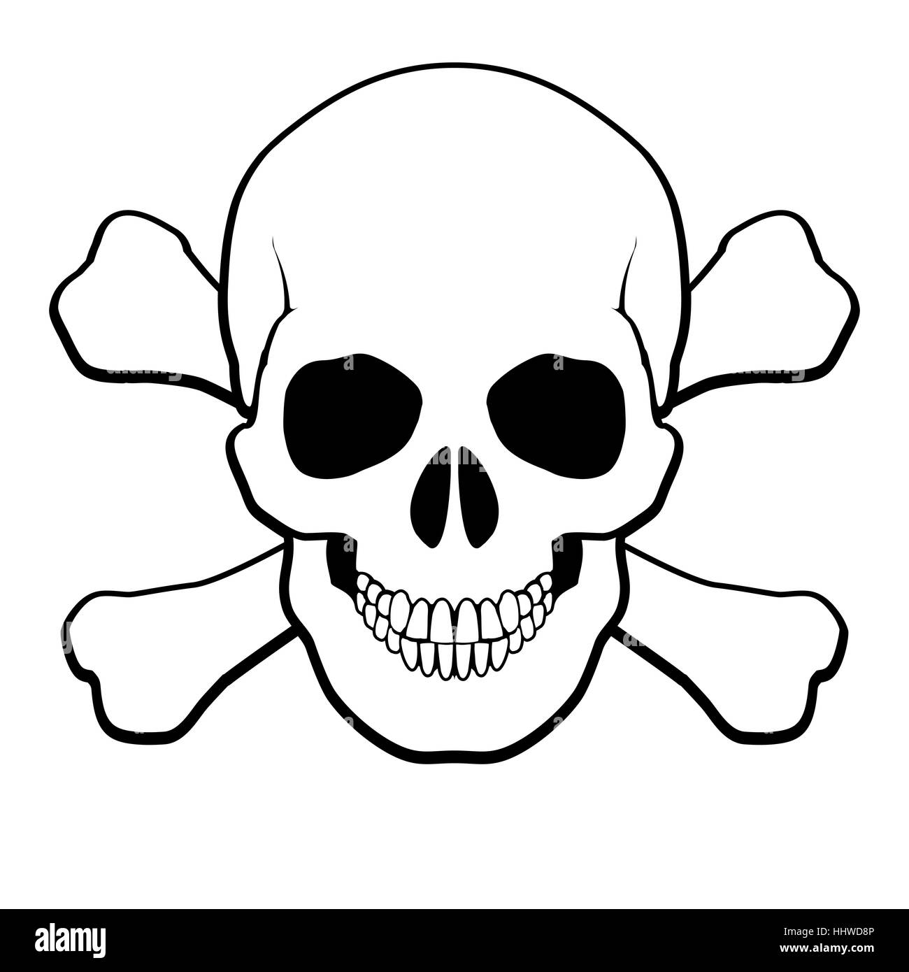 Pirate Skull and Crossbones. Illustration on white background Stock Photo