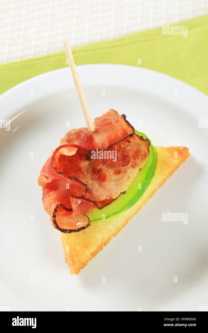 Appetizer Meatball canape on a cocktail stick Stock Photo Alamy