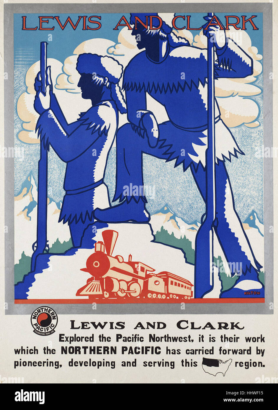 Lewis and Clark - Vintage travel poster 1920s-1940s Stock Photo - Alamy