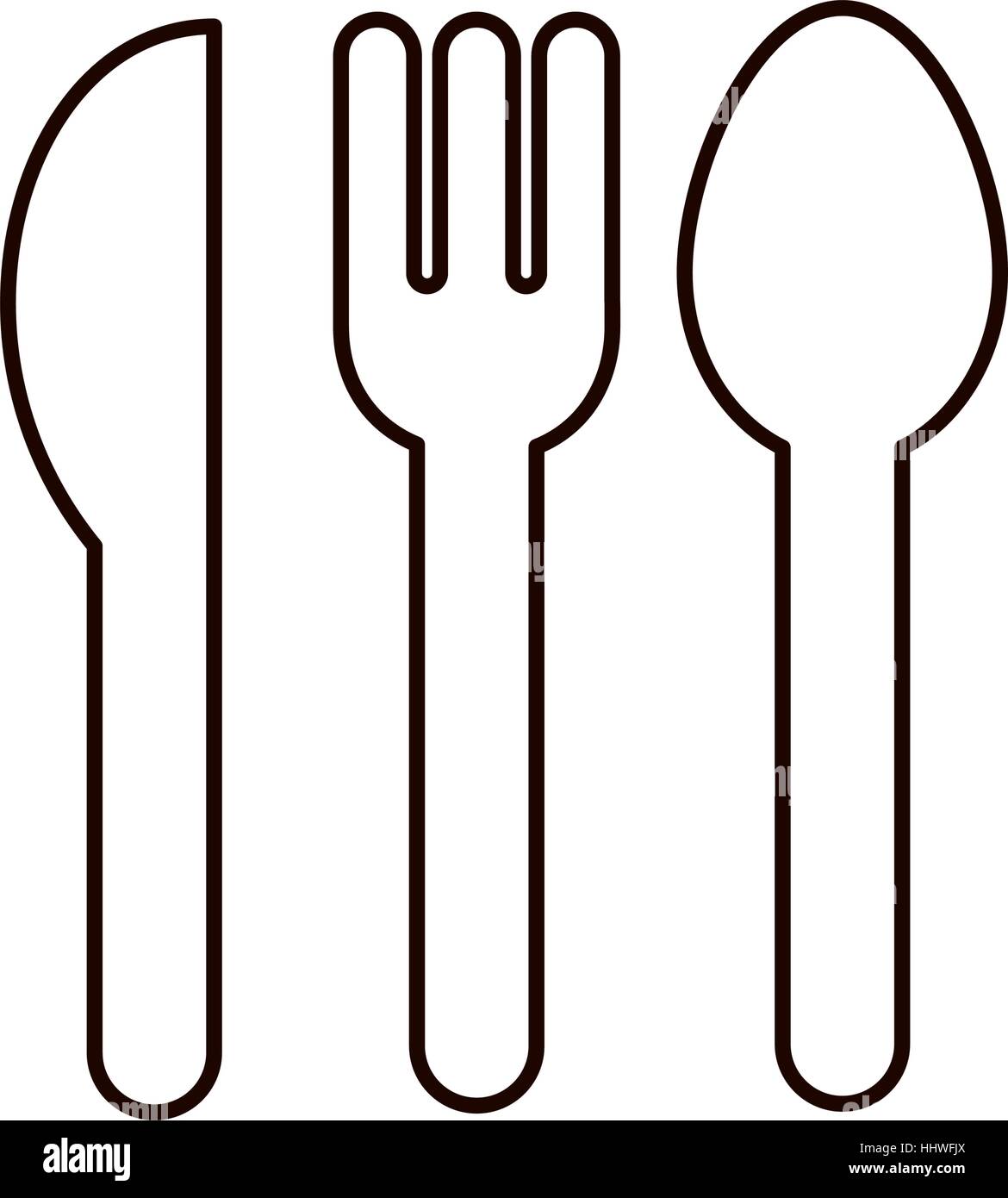 contour set collection cutlery icon flat vector illustration Stock Vector