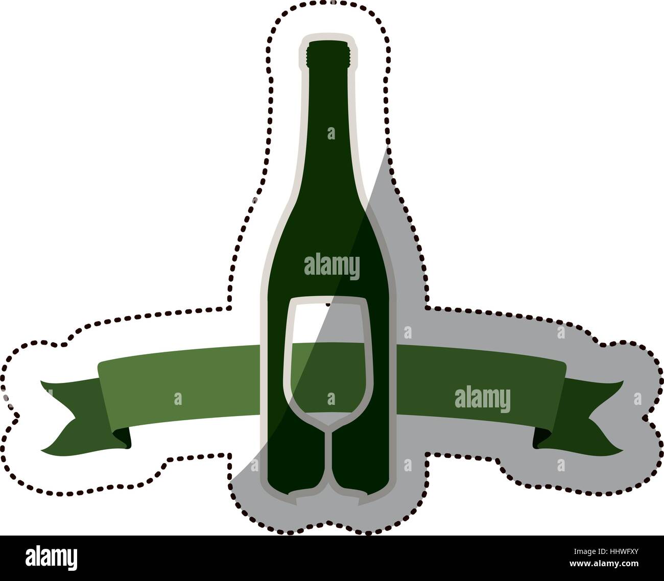 sticker bottle wine and goblet vector illustration Stock Vector Image ...