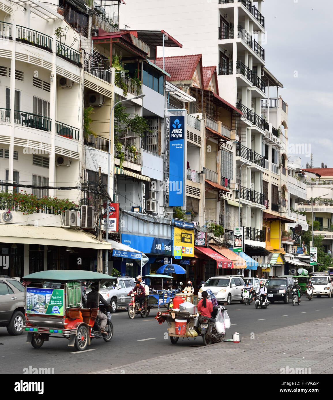 Phnom Penh is the vibrant bustling capital of Kingdom Cambodia. ( Located on the Mekong River ) Stock Photo