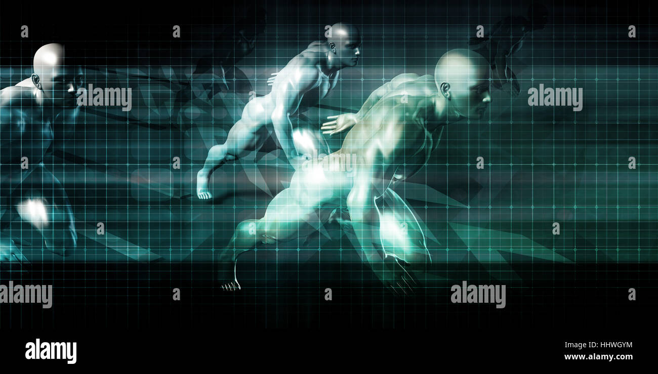 Tech Man Running Men Running on Technology Themed Background as Concept Stock Photo - Alamy