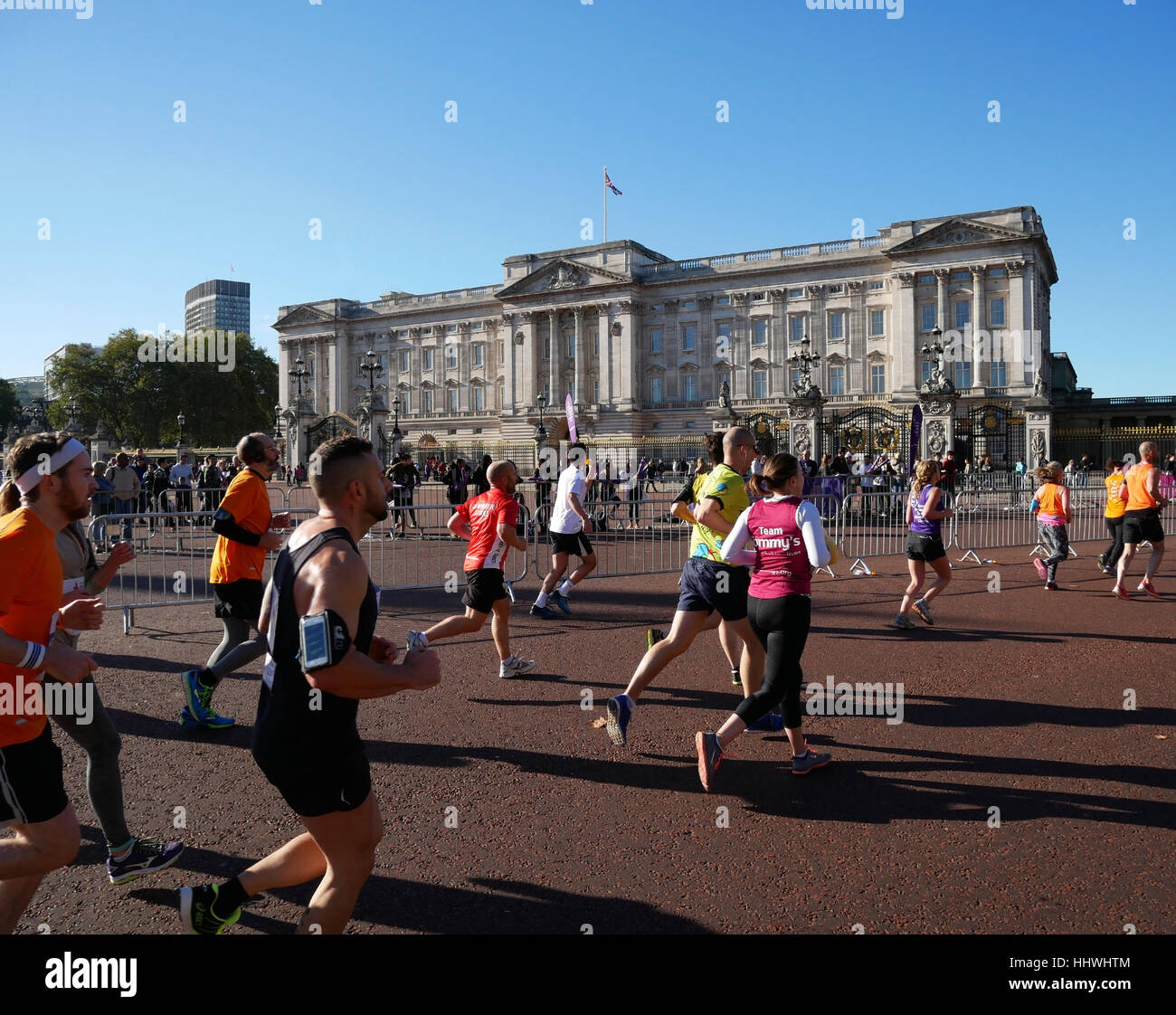 Runners on Royal Parks Foundation half marathon near Buckingham palace in London Stock Photo