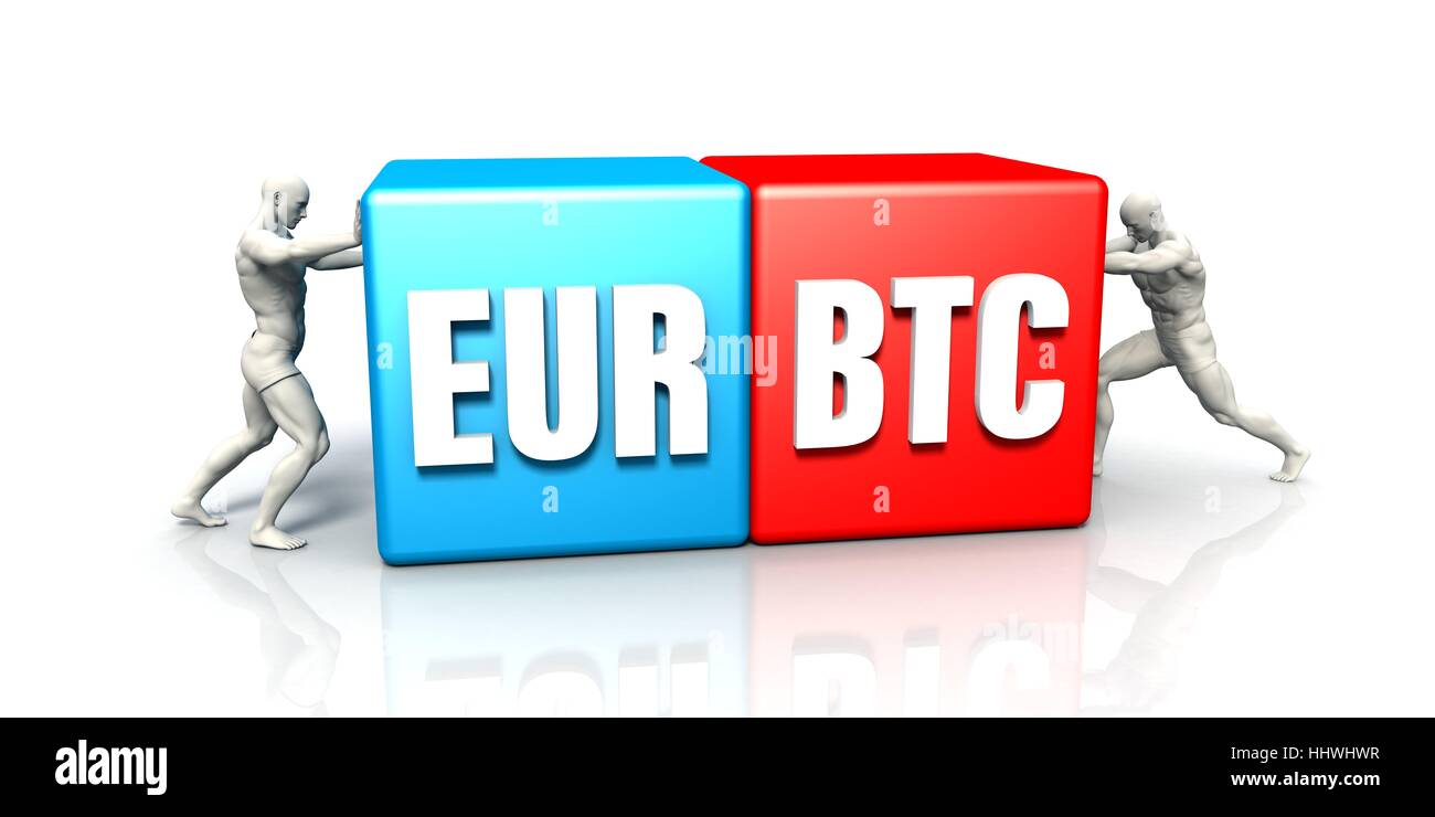 EUR BTC Currency Pair Fighting in Blue Red and White Background Stock Photo  - Alamy