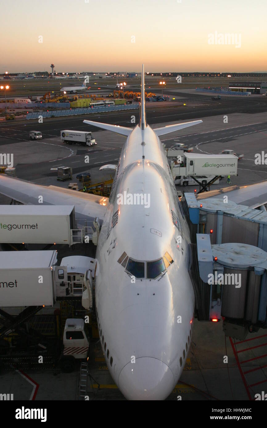 Singapore Airlines Boeing 747, Airport Frankfurt / Main, Germany Stock