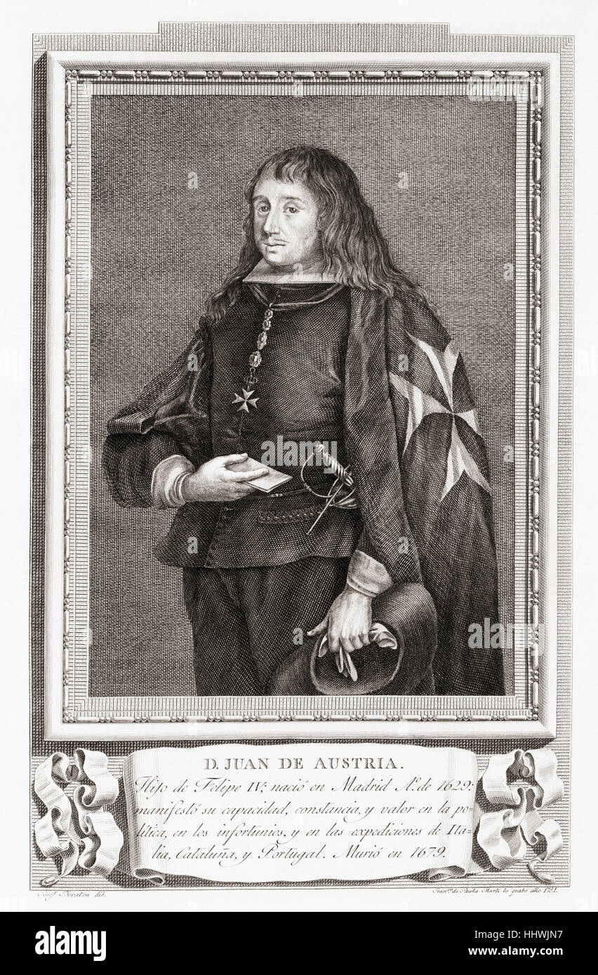 John of Austria (the Younger), 1629 – 1679.  Spanish general and political figure.  After an etching in Retratos de Los Españoles Ilustres, published Madrid, 1791 Stock Photo