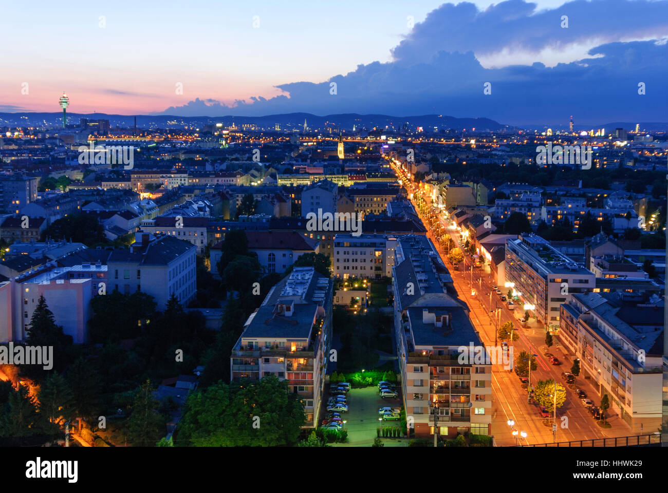 Wien, Vienna: View from highrise in Simmering to the city center, 00., Wien, Austria Stock Photo