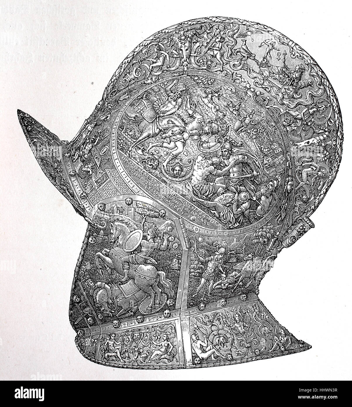 the burgonet helmet or burgundy sallet of Karl V., Renaissance-era, historical image or illustration, published 1890, digital improved Stock Photo