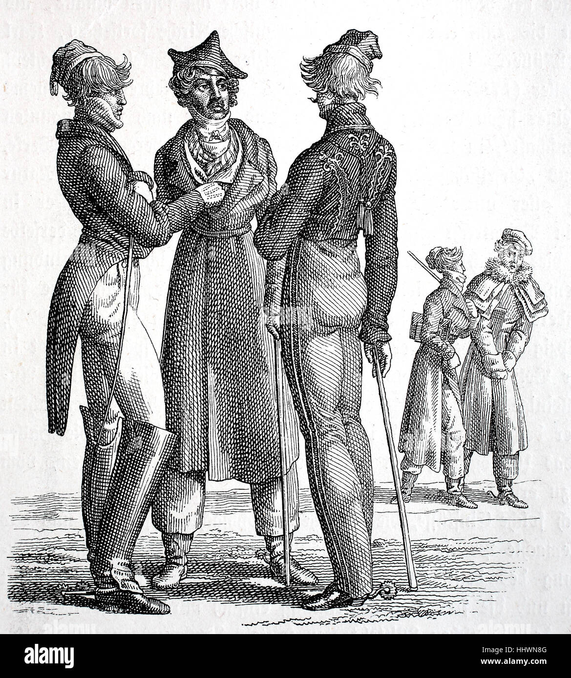 Clothing, costumes of the students around 1820-1830, Germany, historical image or illustration, published 1890, digital improved