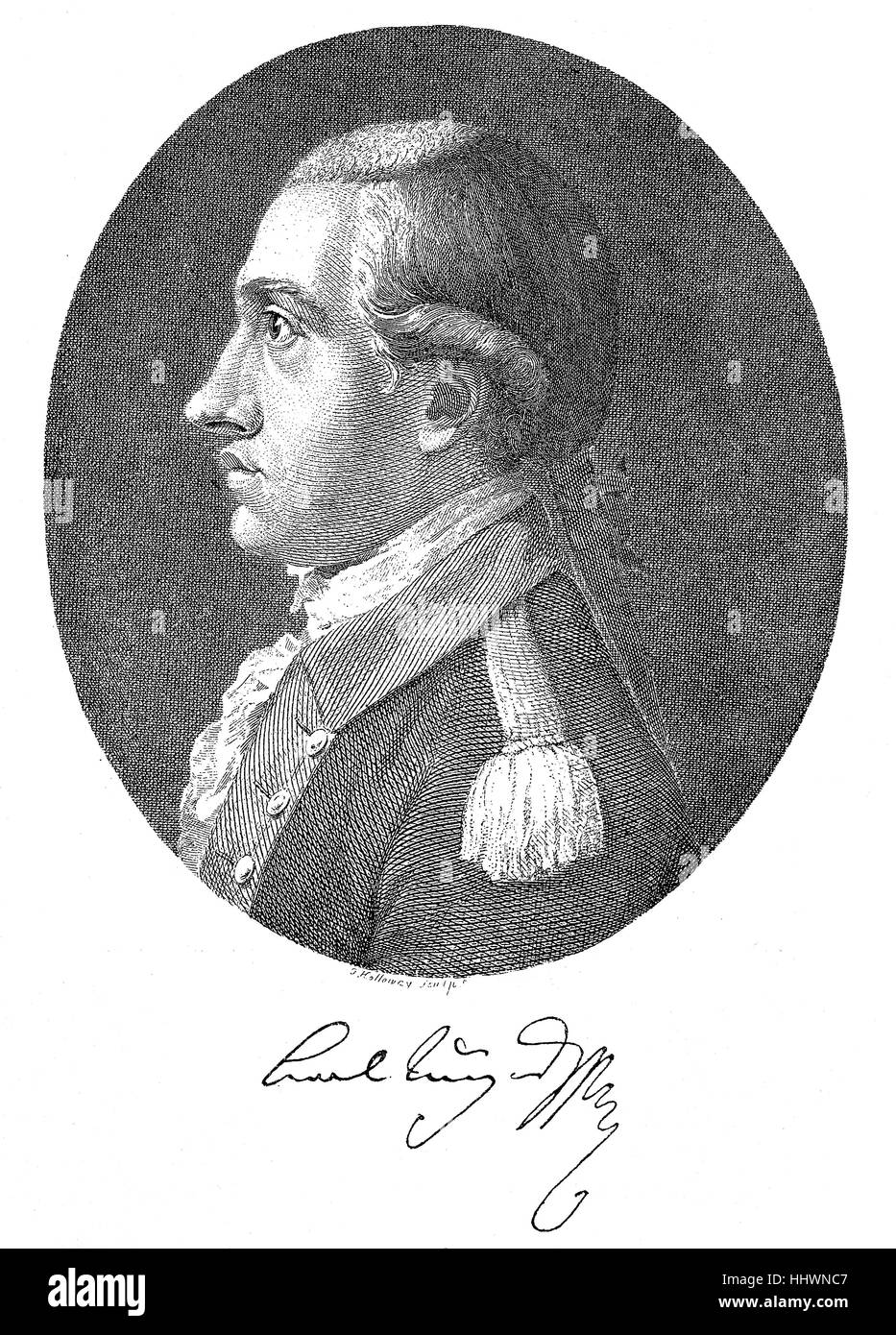 Karl August, Grand Duke of Saxe-Weimar-Eisenach, 3 September 1757 - 14 June 1828, Duke of Saxe-Weimar and of Saxe-Eisenach, drawing by Lips, 1780, historical image or illustration, published 1890, digital improved Stock Photo