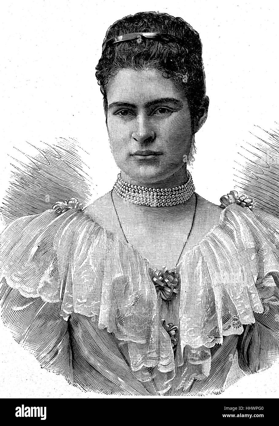 Maria Isabella of Wuerttemberg, Princess of Saxony, August 30, 1871 - May 24, 1904, Germany, daughter of Philipp, Duke of Wurttemberg, and Marie of Hapsburg-Teschen, wife of Johann Georg, Duke of Saxony, historical image or illustration, published 1890, digital improved Stock Photo