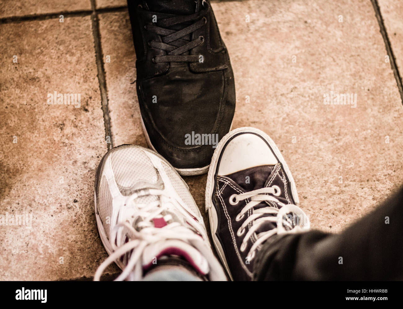 3 Feets of 3 Friends, shoes shot, my classmates Stock Photo