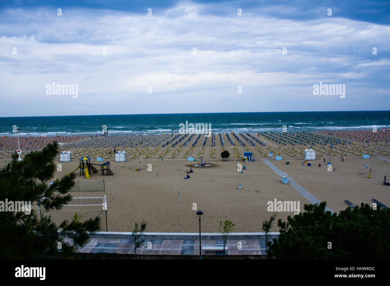 View of shore and city of Bibione, rough weather, holiday, Second Stock  Photo - Alamy