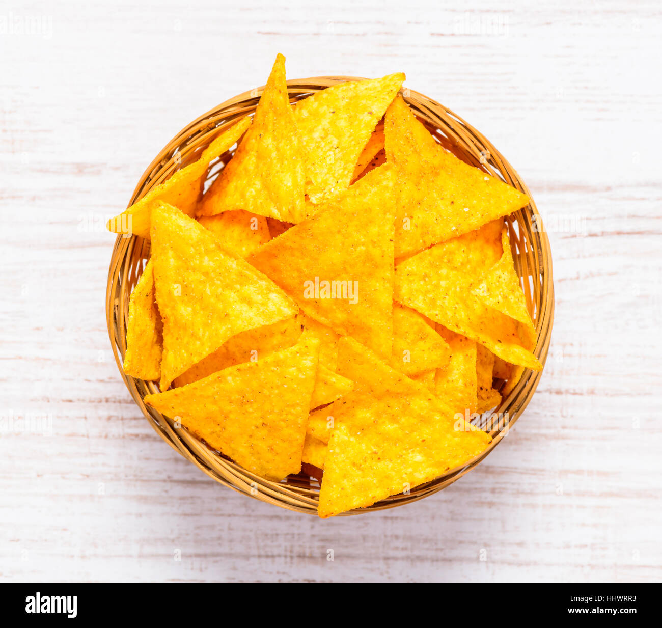Mexican Tortilla Corn Chips in Basket and Top View Stock Photo Alamy
