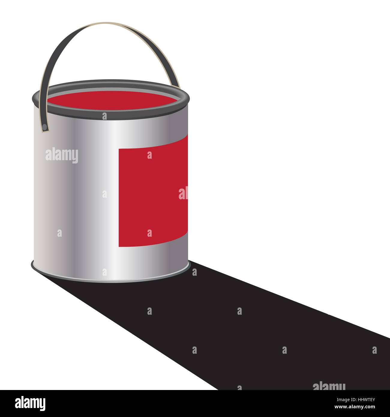 A can of red paint with a shadow isolated on a white background Stock