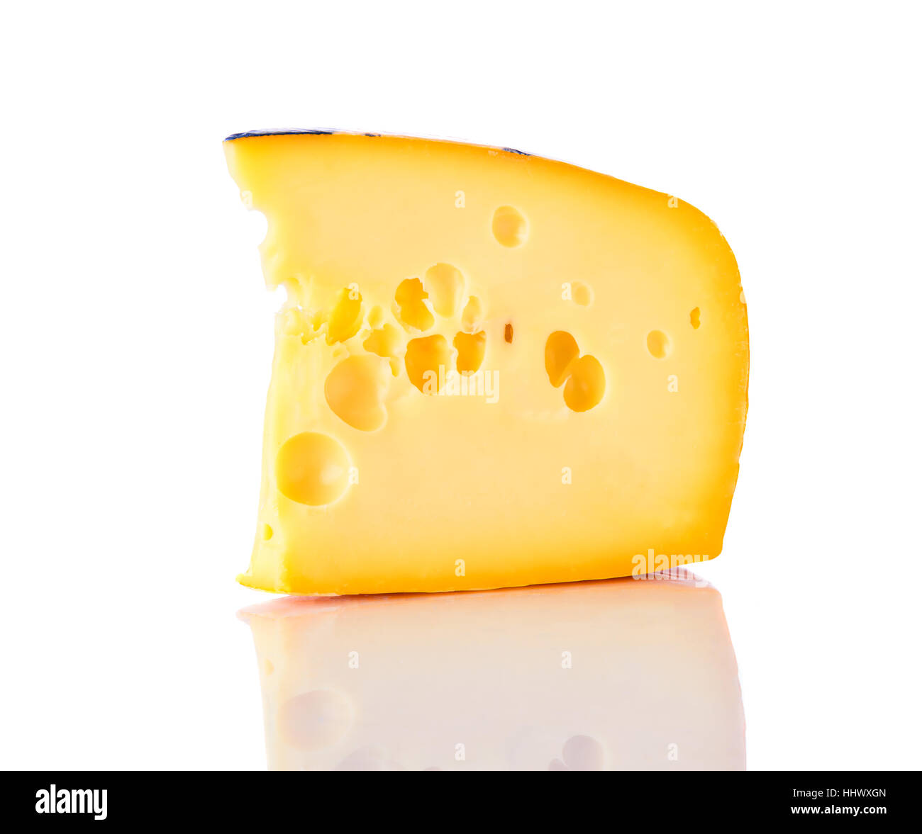 Emmentaler Switzerland swiss cheese isolated on white background Stock