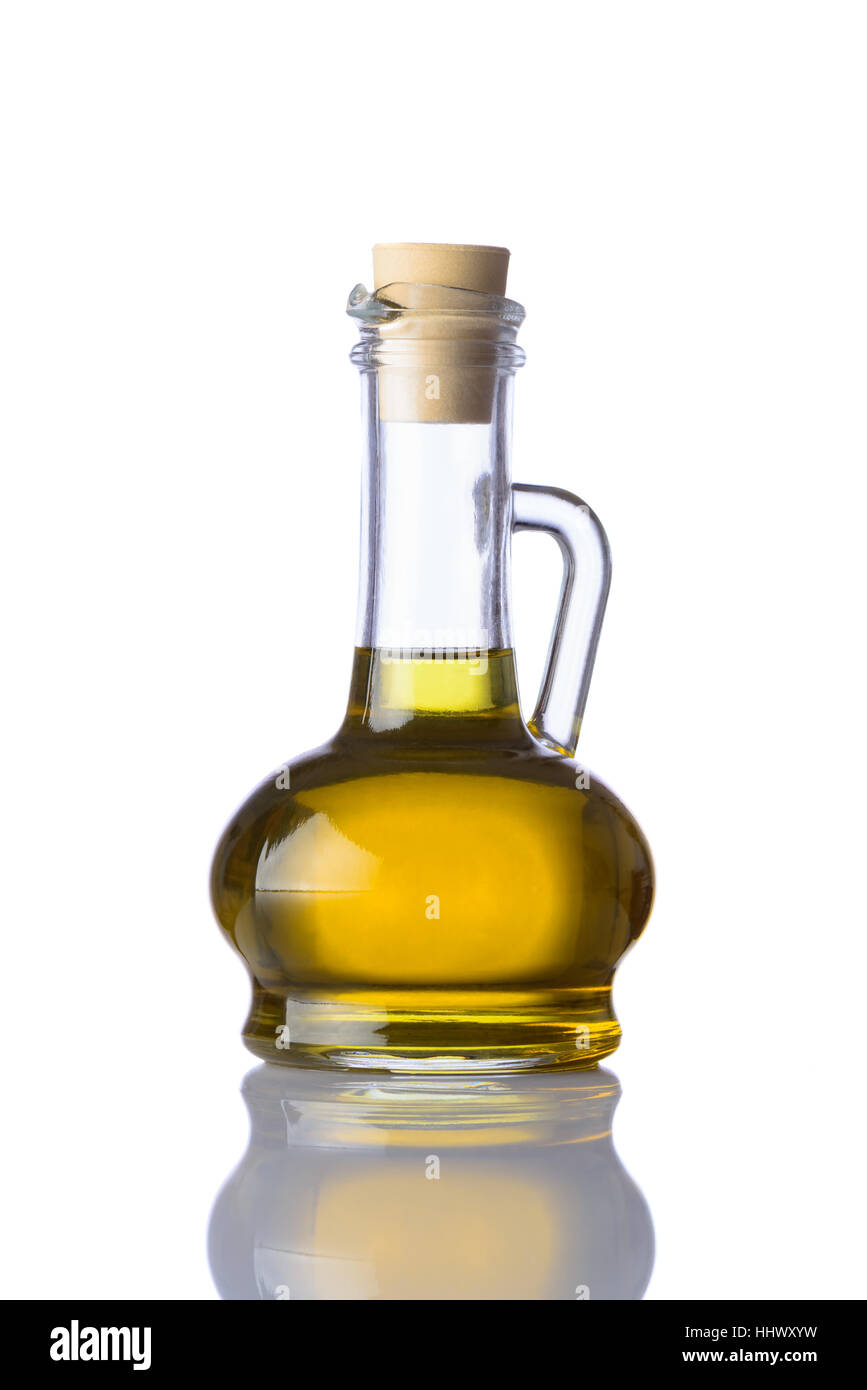 Bottle of light cooking Oil isolated on white background. Olive Oil, sunflower oil Stock Photo