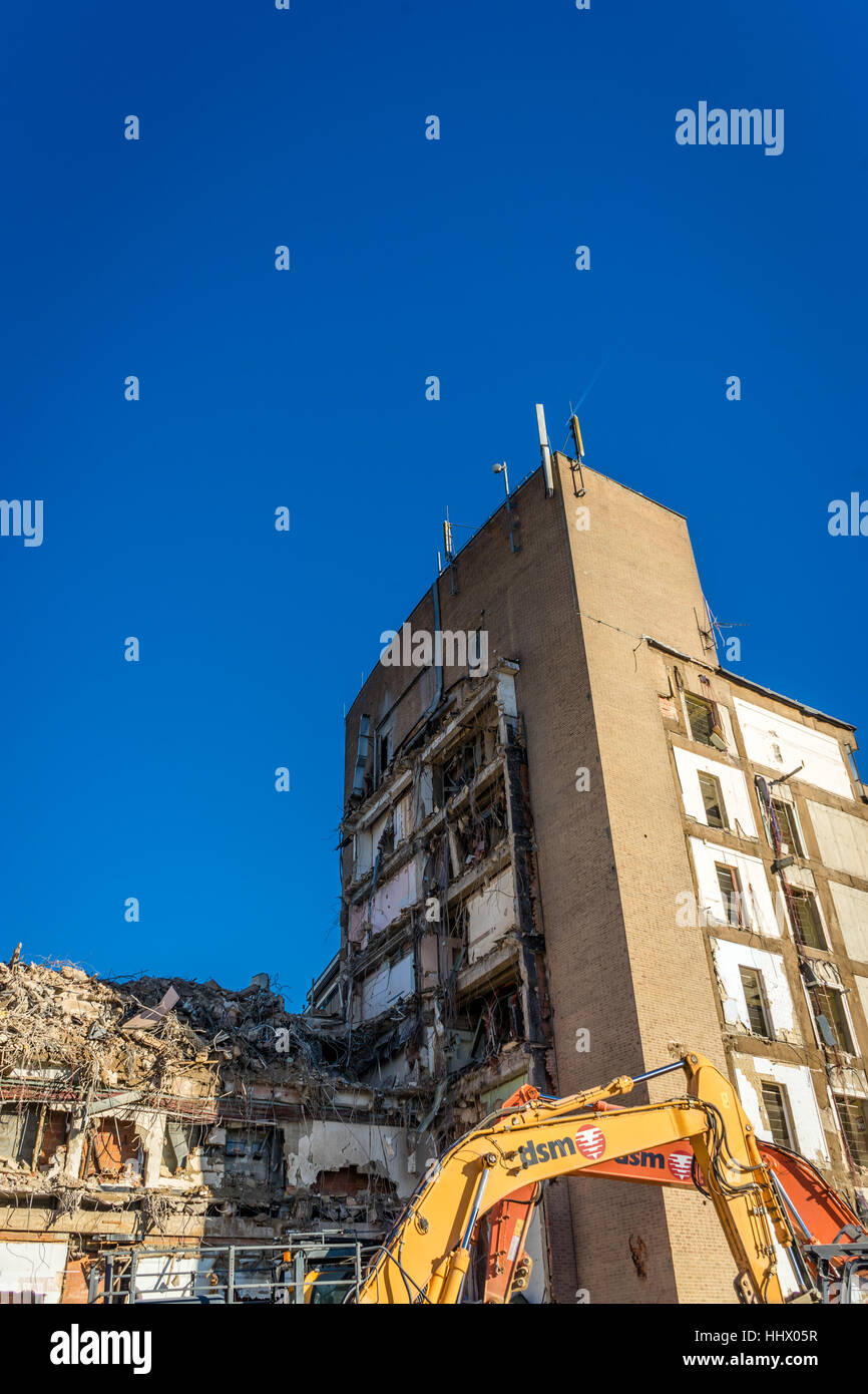 Demolition of old QEII Hospital,Welwyn Garden City, United Kingdom