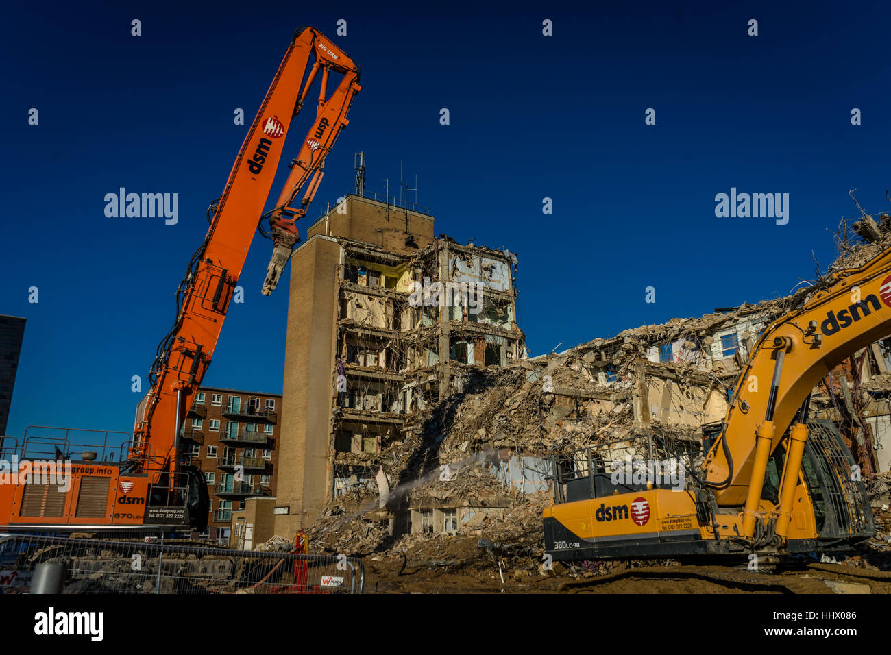 Demolition of old QEII Hospital,Welwyn Garden City, United Kingdom
