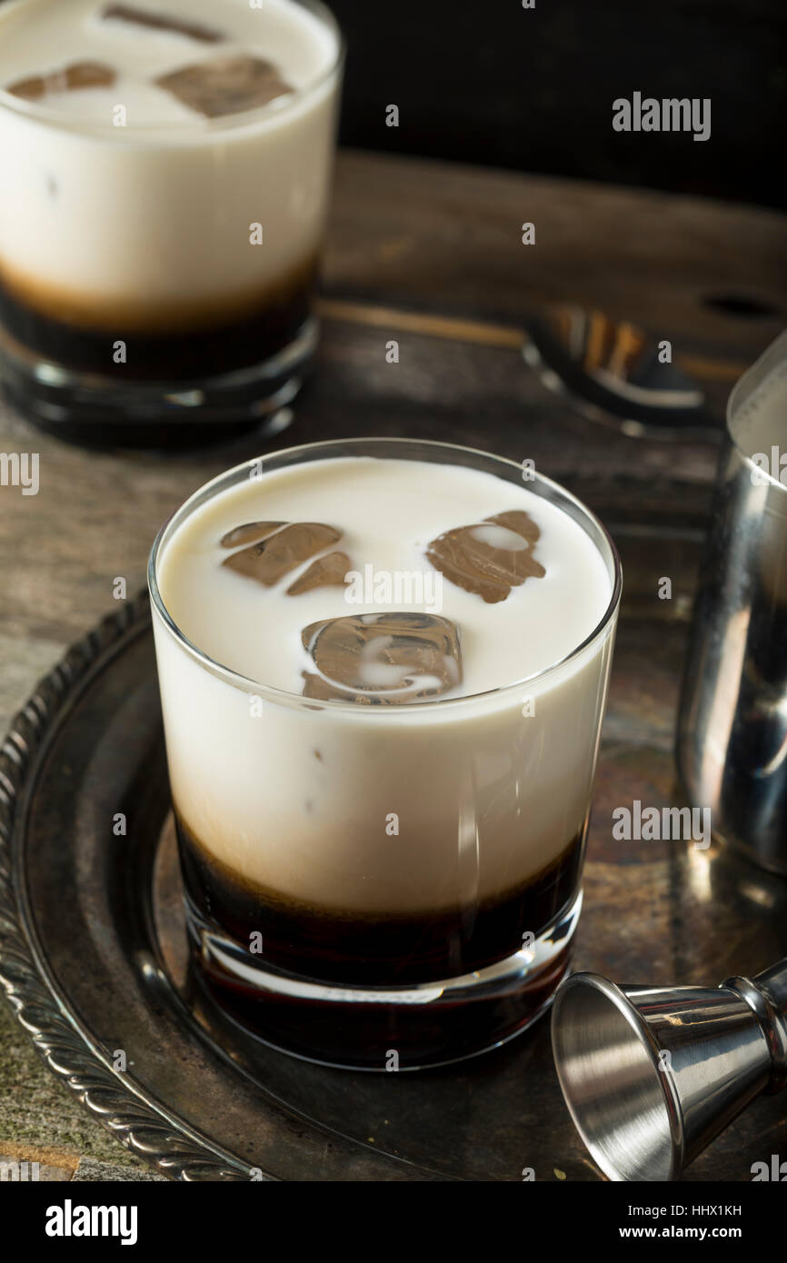 Homemade Coffee White Russian with Cream and Vodka Stock Photo Alamy