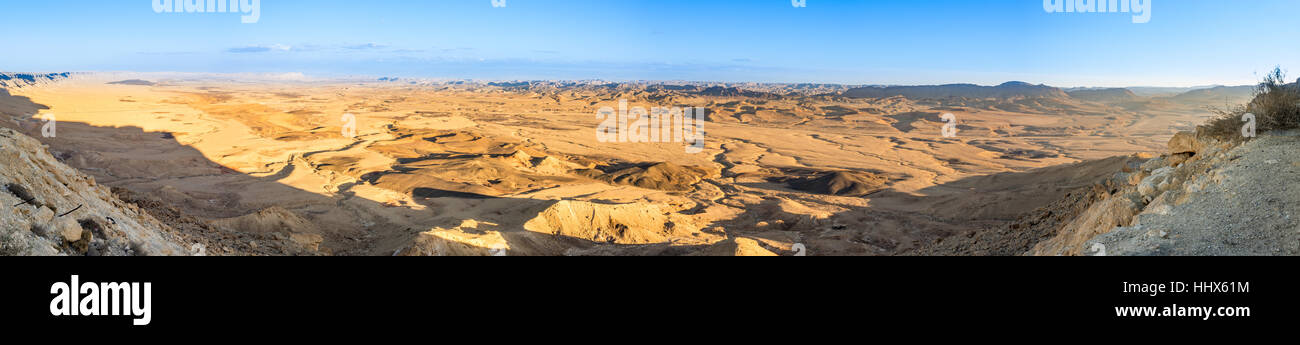 Wide sunset panorama of Ramon Crater (Makhtesh) in Israel's Negev ...