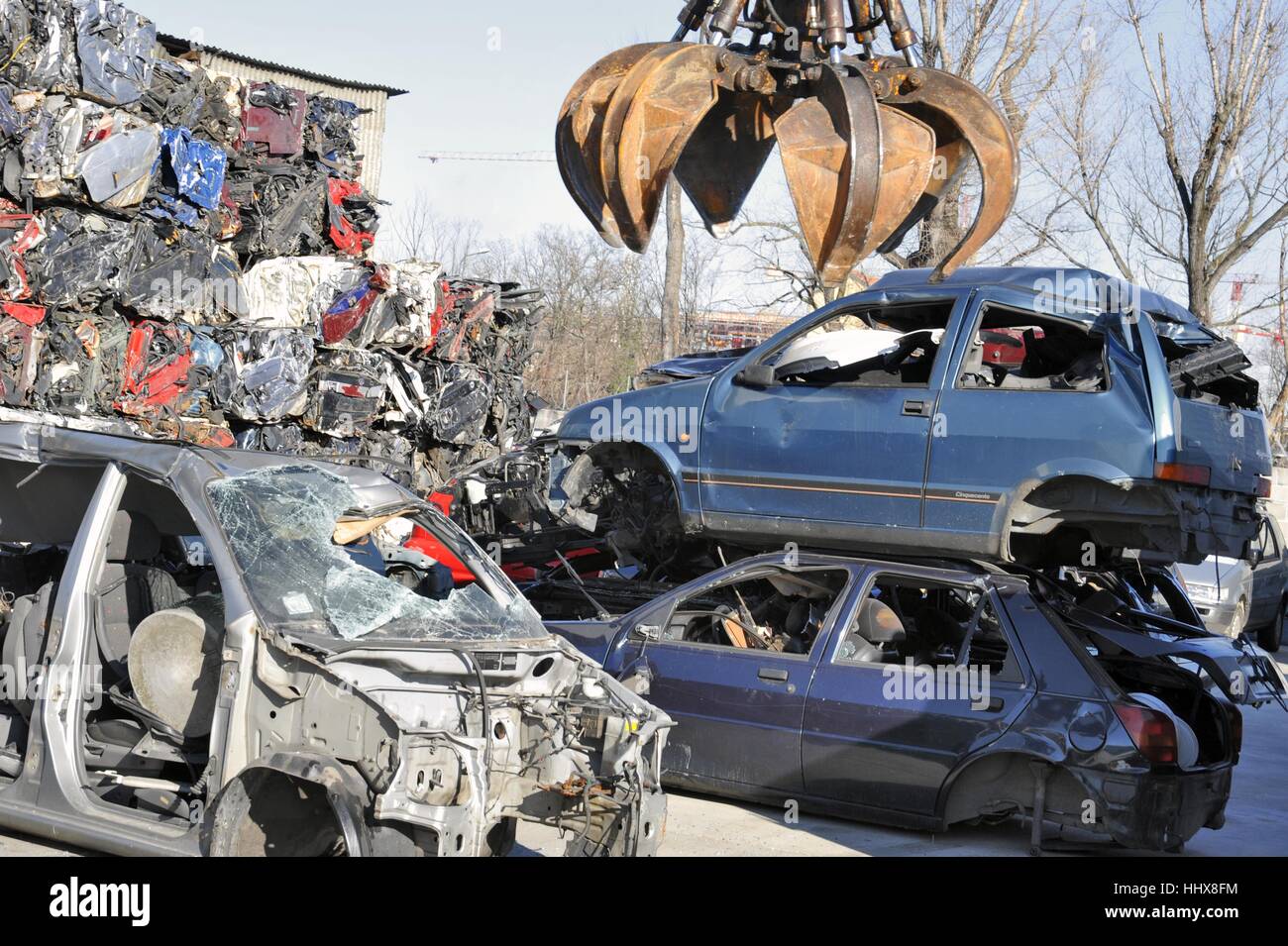 Wrecking yard in Milan, Italy Stock Photo