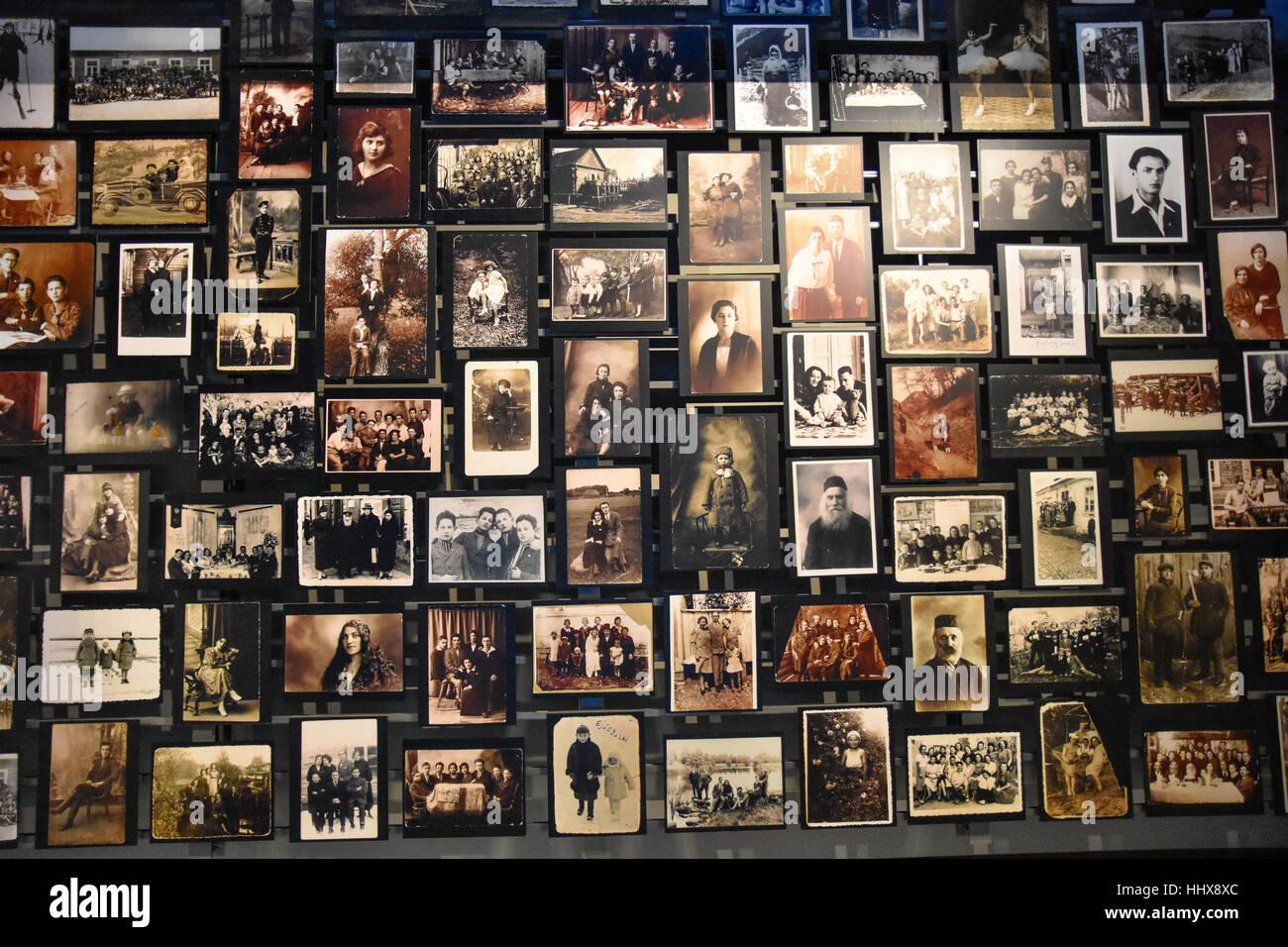 Washington DC, USA - Internal view of the Holocaust Memorial Museum. Real pictures of the deported, Nazi propaganda, objects, crematorium. Stock Photo