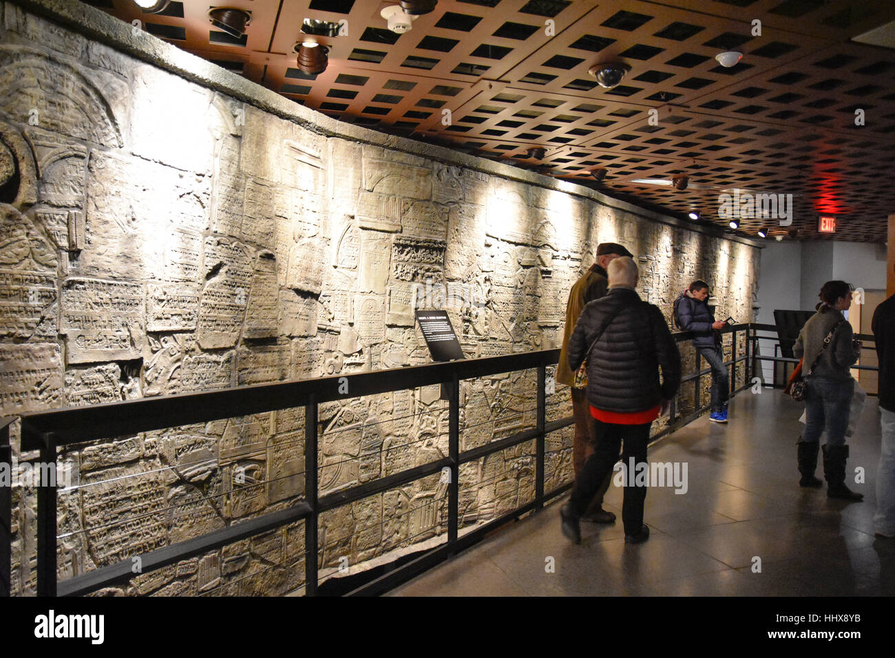 Washington DC, USA - Internal view of the Holocaust Memorial Museum. Real pictures of the deported, Nazi propaganda, objects, crematorium. Stock Photo