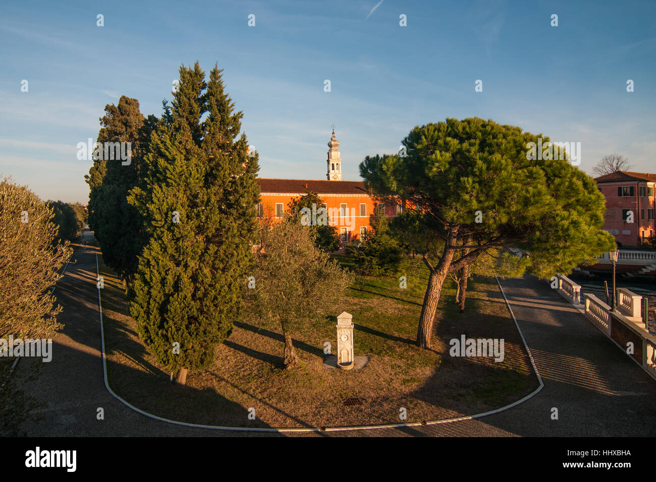 The external garden at 'San Lazzaro of Armeni' island in Venice,that host one of the first centers in the world of Armenian culture. Stock Photo