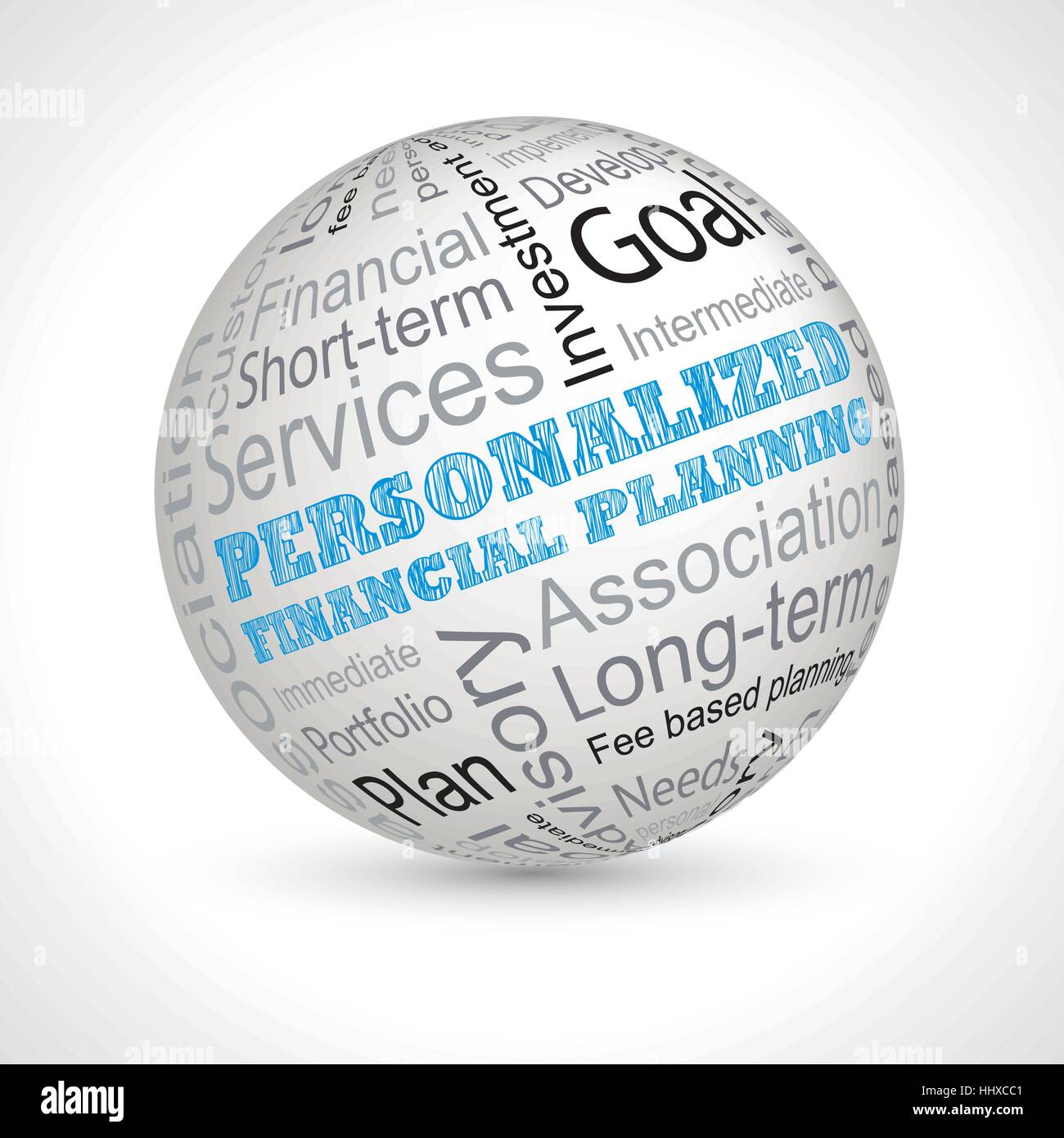personalized financial Planning vector theme sphere with keywords Stock Vector