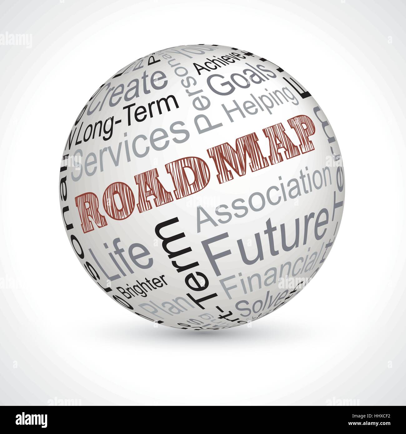 roadmap vector theme sphere isolated on white background with keywords Stock Vector