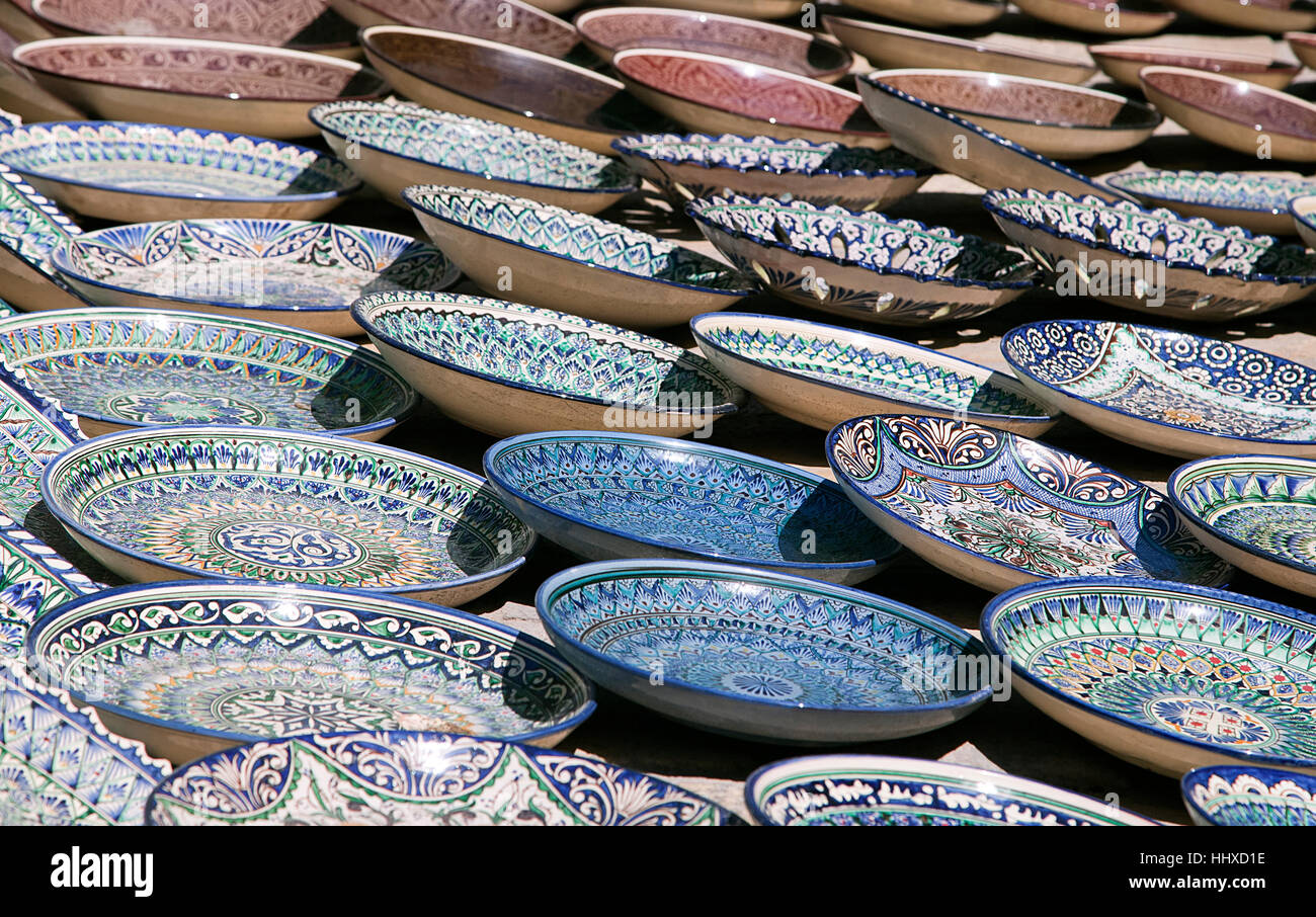 Ceramic dishware, Uzbekistan Stock Photo