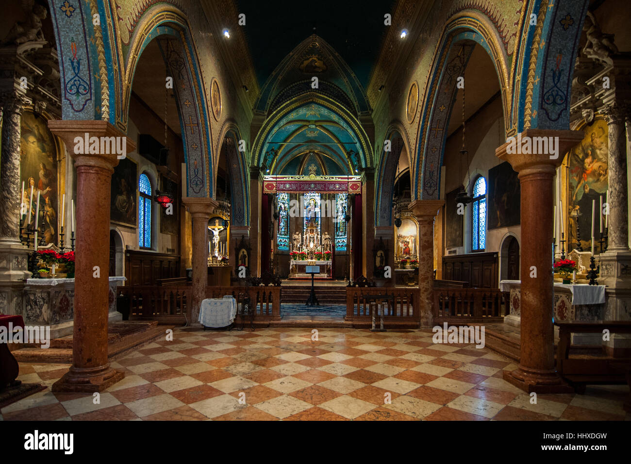 The inside of the monastery at 'San Lazzaro of Armeni' island in Venice,that host one of the first centers in the world of Armenian culture. Stock Photo
